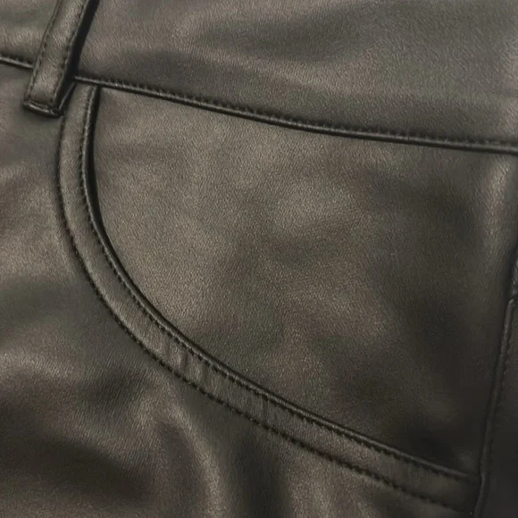 MARELLA Black pants high rise wide trousers vegan leather SZ XXL High Sheen soft